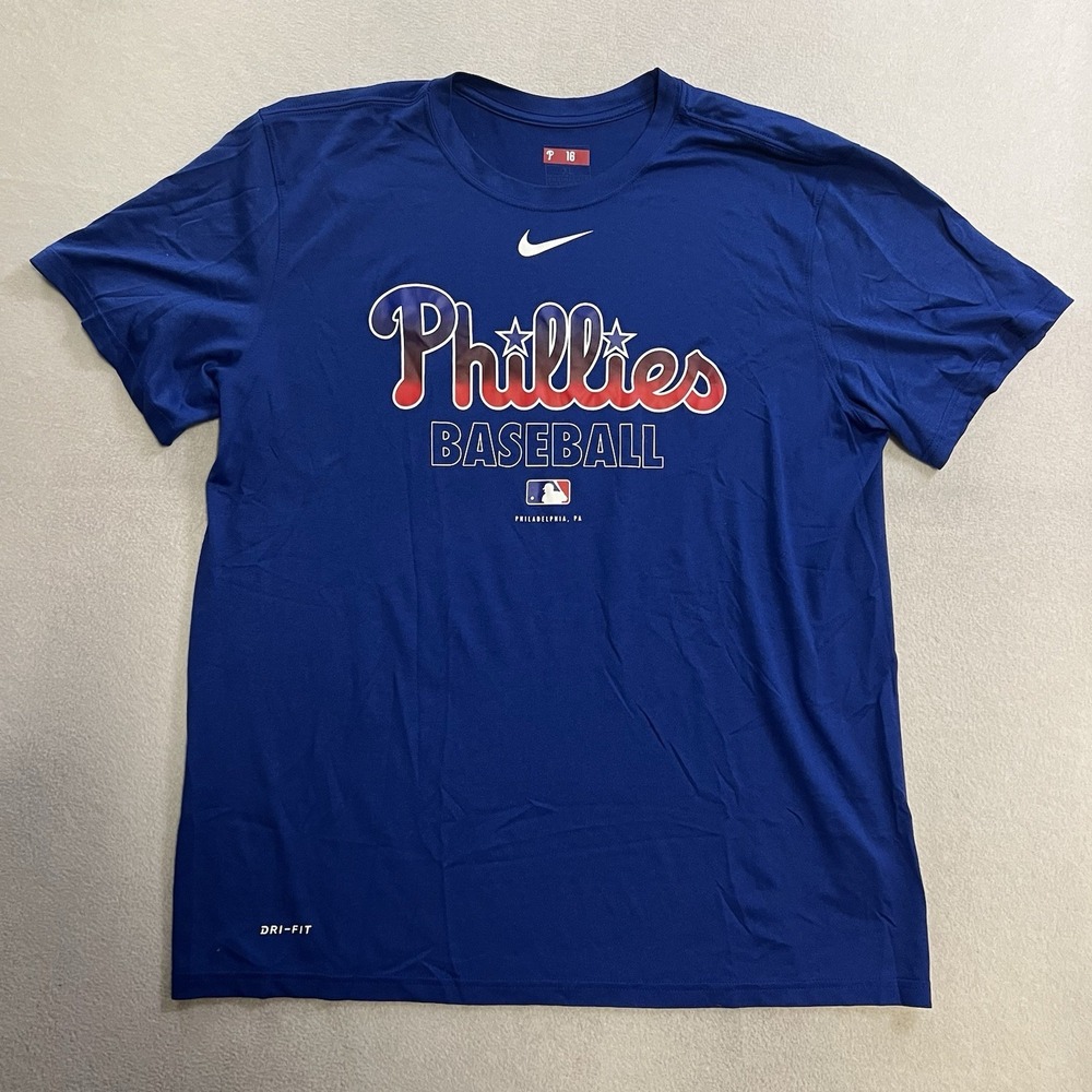 Philadelphia Phillies MLB Nike Dri-Fit Shirt Men's Size XL Blue Player Issue